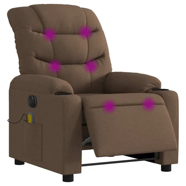 Fauteuil inclinable de massage électrique marron tissu