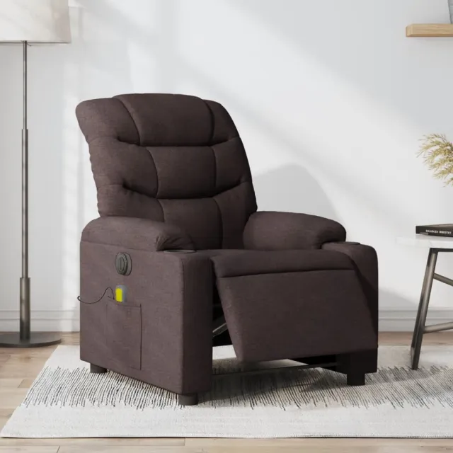 Fauteuil de massage inclinable électrique Marron foncé Tissu