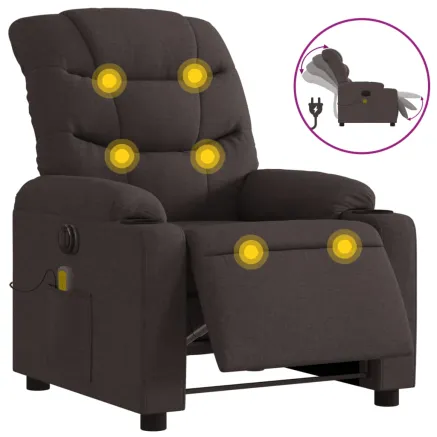 Fauteuil de massage inclinable électrique Marron foncé Tissu 2