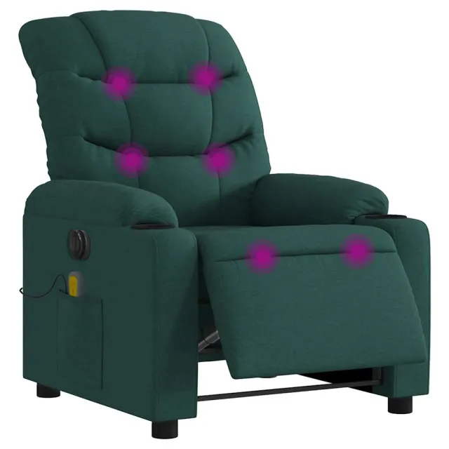 Fauteuil de massage inclinable électrique Vert foncé Tissu