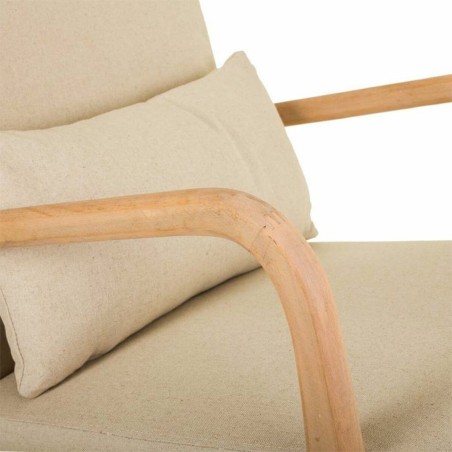 Silla mecedora Alexandra House Living Crema Goma Algodón Lino Madera
