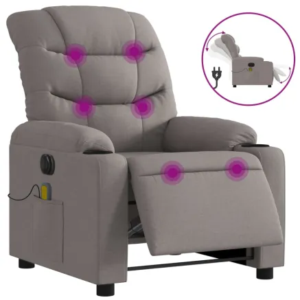 Fauteuil de massage inclinable électrique Taupe Tissu 2