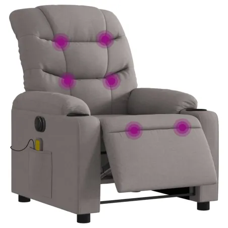 Fauteuil de massage inclinable électrique Taupe Tissu