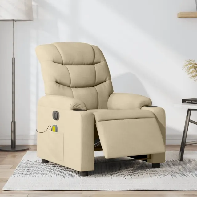 Fauteuil inclinable de massage électrique crème tissu