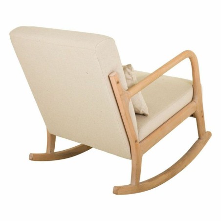 Silla mecedora Alexandra House Living Crema Goma Algodón Lino Madera