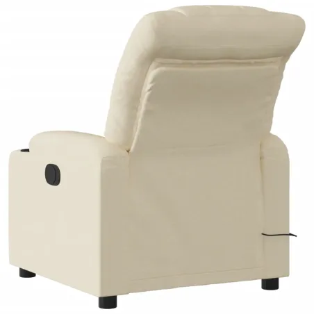 Fauteuil inclinable de massage électrique crème tissu