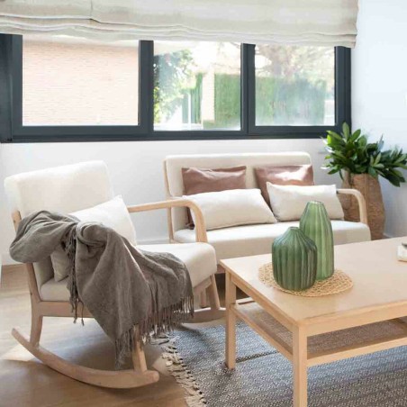 Chaise à bascule Alexandra House Living Crème Caoutchouc Coton Lin B