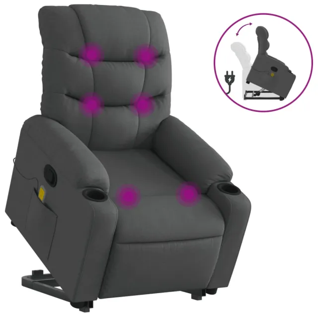 Fauteuil de massage inclinable Gris foncé Tissu
