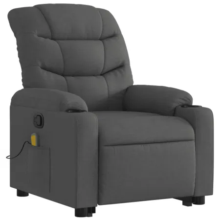 Fauteuil de massage inclinable Gris foncé Tissu