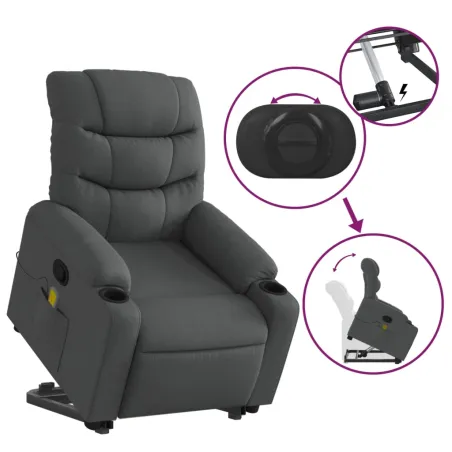 Fauteuil de massage inclinable Gris foncé Tissu