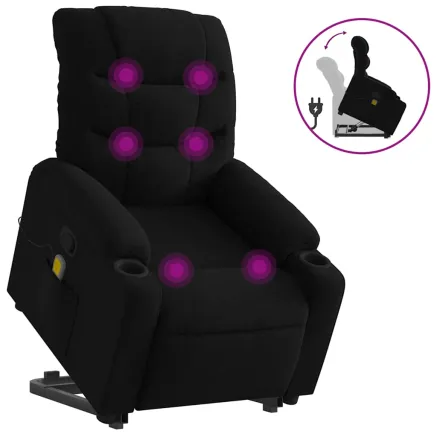 Fauteuil de massage inclinable Noir Tissu 2