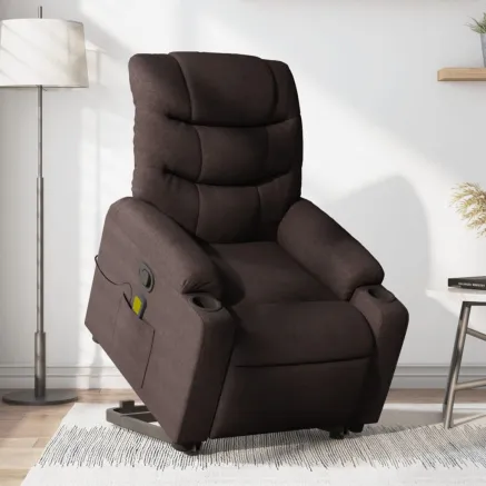 Fauteuil inclinable de massage Marron foncé Tissu