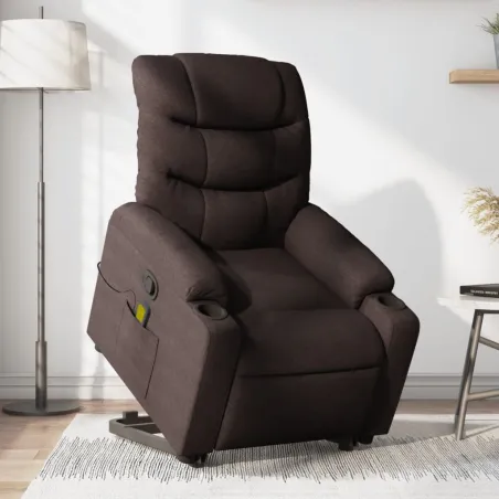 Fauteuil inclinable de massage Marron foncé Tissu