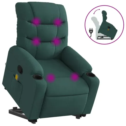 Fauteuil inclinable de massage Vert foncé Tissu 2
