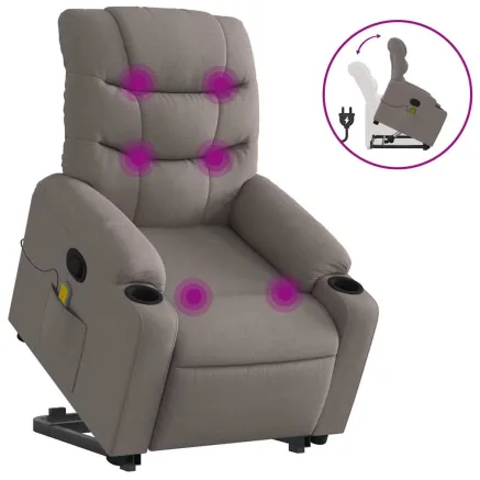 Fauteuil inclinable de massage Taupe Tissu 2