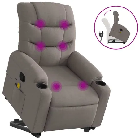 Fauteuil inclinable de massage Taupe Tissu