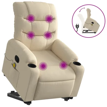Fauteuil inclinable de massage Crème Tissu 2