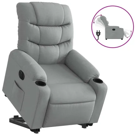 Fauteuil inclinable électrique gris clair tissu 2