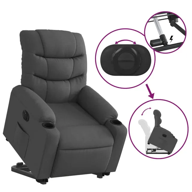 Fauteuil inclinable électrique gris foncé tissu