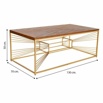 Table Basse Alexandra House Living Or Naturel Fer Bois d'épicéa Bois 2