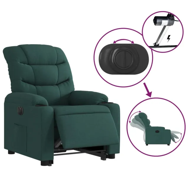 Fauteuil inclinable électrique vert foncé tissu