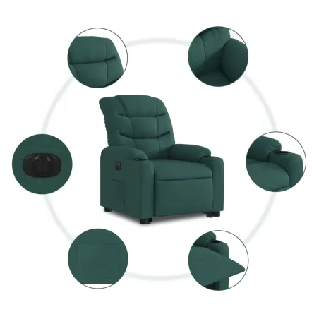 Fauteuil inclinable électrique vert foncé tissu