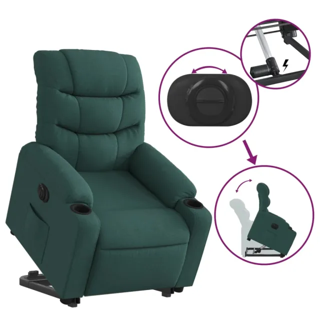 Fauteuil inclinable électrique vert foncé tissu