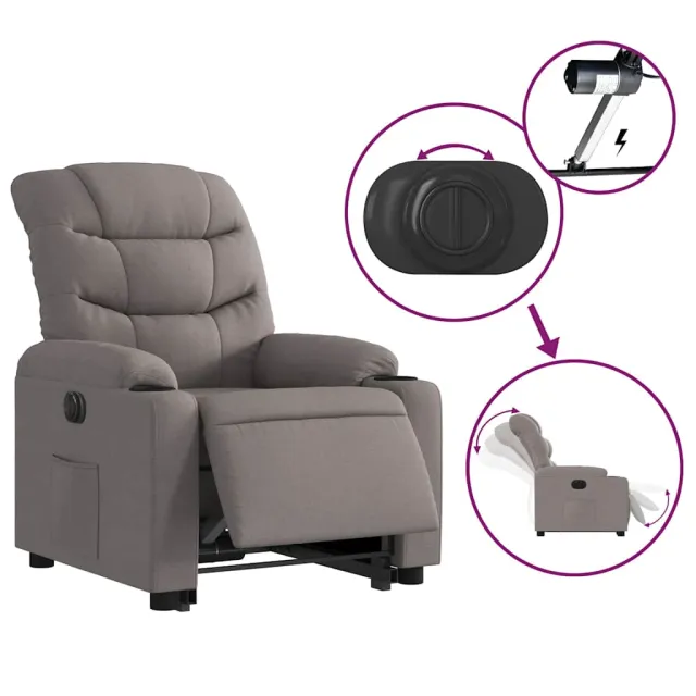 Fauteuil inclinable électrique taupe tissu