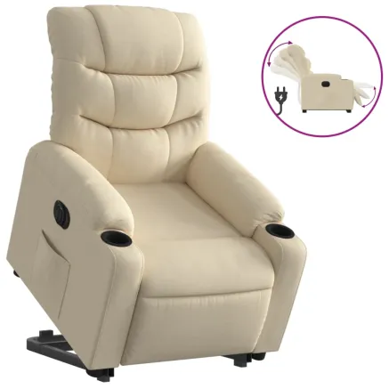 Fauteuil inclinable électrique crème tissu 2