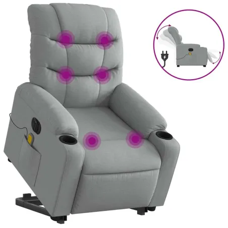 Fauteuil inclinable de massage électrique Gris clair Tissu