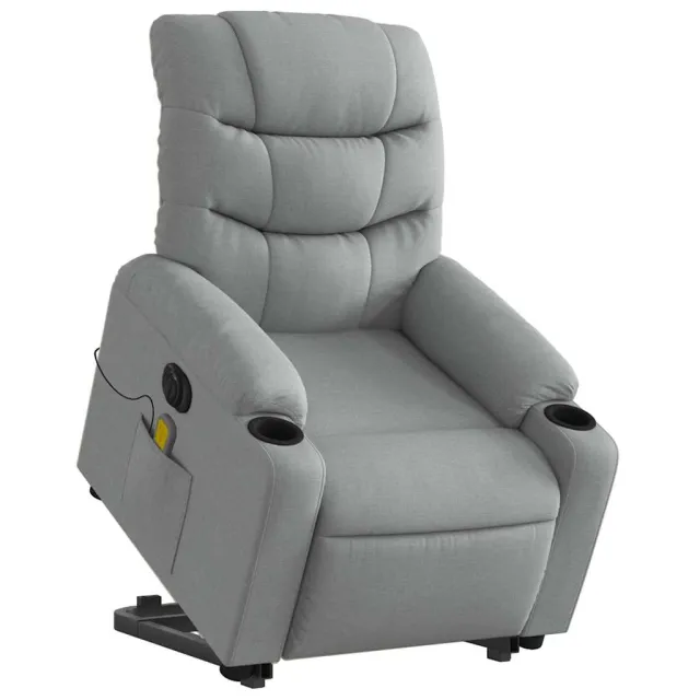 Fauteuil inclinable de massage électrique Gris clair Tissu