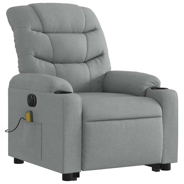 Fauteuil inclinable de massage électrique Gris clair Tissu