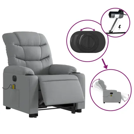 Fauteuil inclinable de massage électrique Gris clair Tissu