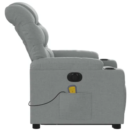 Fauteuil inclinable de massage électrique Gris clair Tissu