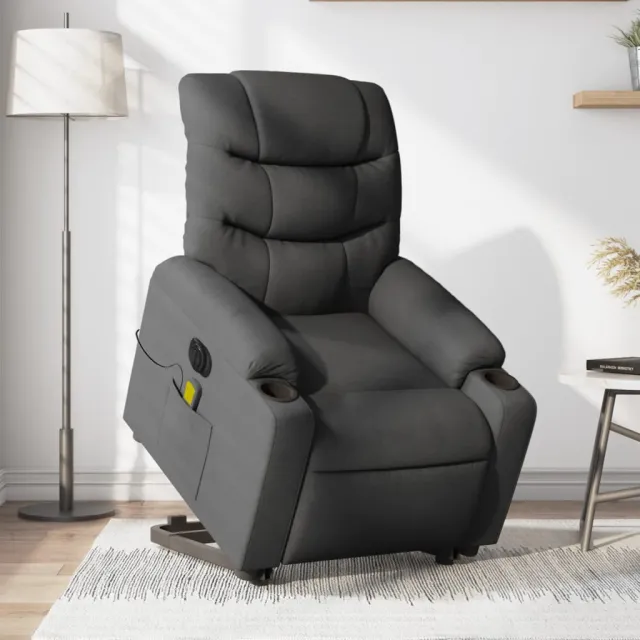 Fauteuil inclinable de massage électrique Gris foncé Tissu