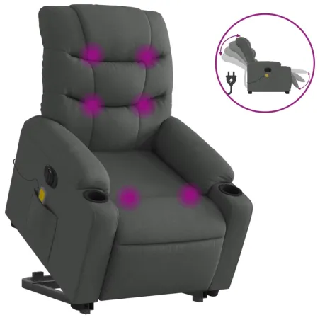 Fauteuil inclinable de massage électrique Gris foncé Tissu