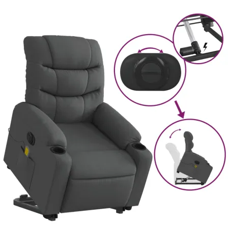 Fauteuil inclinable de massage électrique Gris foncé Tissu