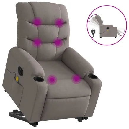 Fauteuil inclinable de massage électrique Taupe Tissu 2