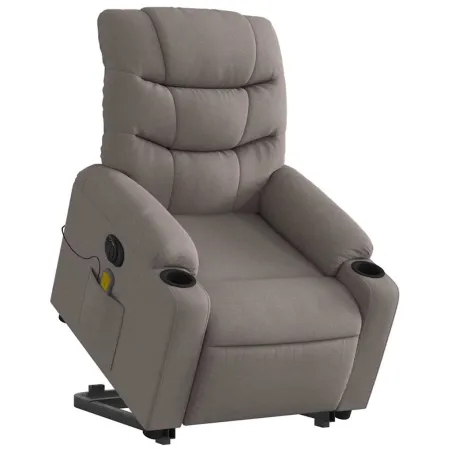 Fauteuil inclinable de massage électrique Taupe Tissu