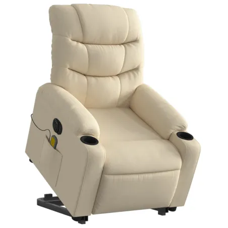 Fauteuil inclinable de massage électrique Crème Tissu