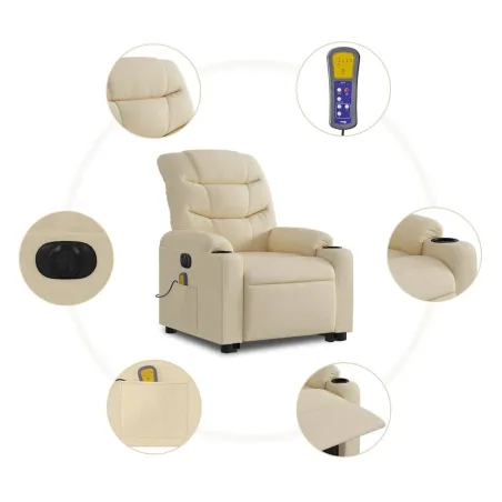 Fauteuil inclinable de massage électrique Crème Tissu