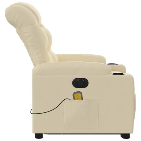 Fauteuil inclinable de massage électrique Crème Tissu