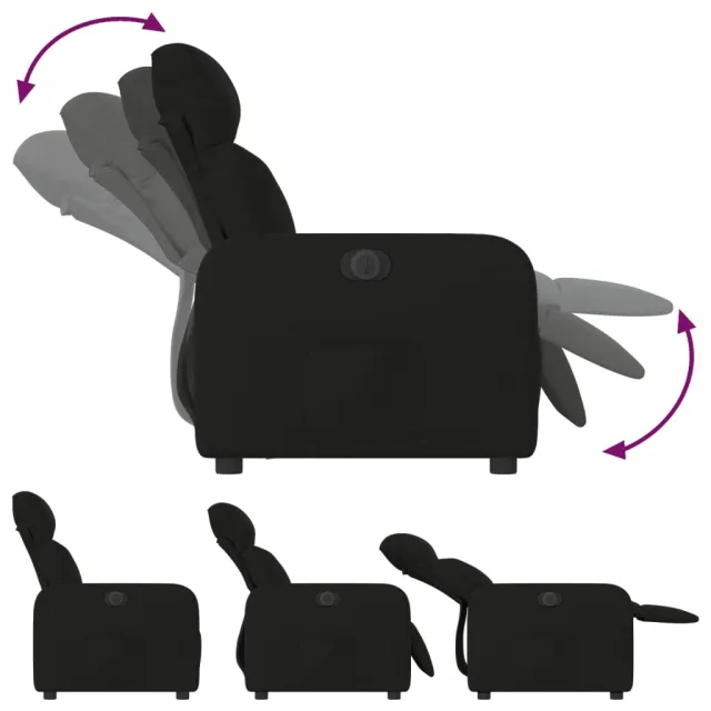 Fauteuil inclinable électrique Noir Tissu