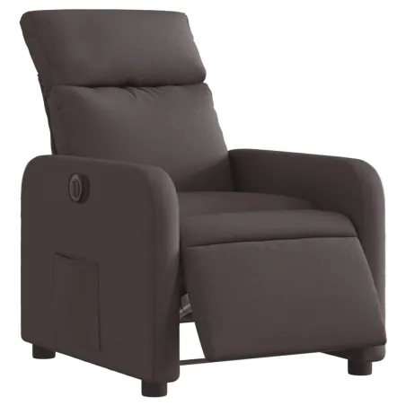 Fauteuil inclinable électrique Marron foncé Tissu