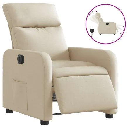Fauteuil inclinable électrique Crème Tissu 2