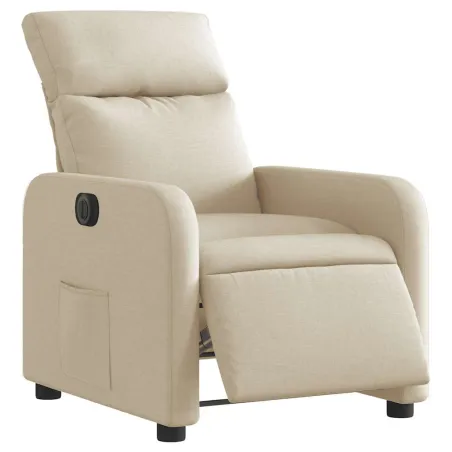 Fauteuil inclinable électrique Crème Tissu