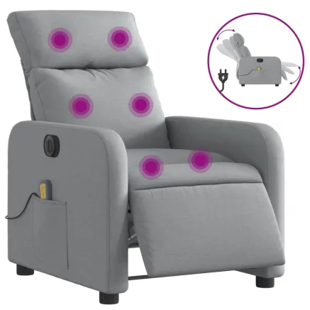 Fauteuil de massage inclinable électrique gris clair tissu 2