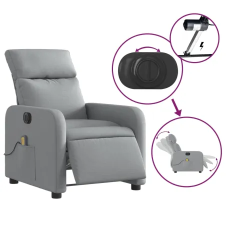 Fauteuil de massage inclinable électrique gris clair tissu