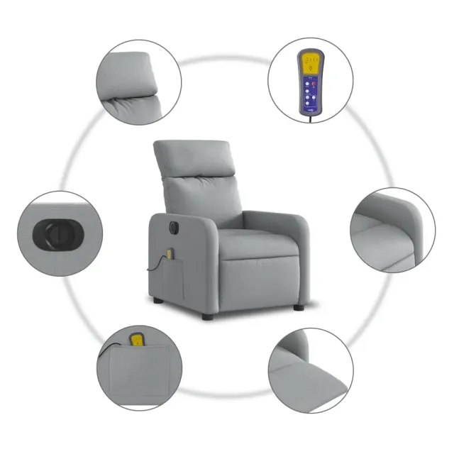 Fauteuil de massage inclinable électrique gris clair tissu