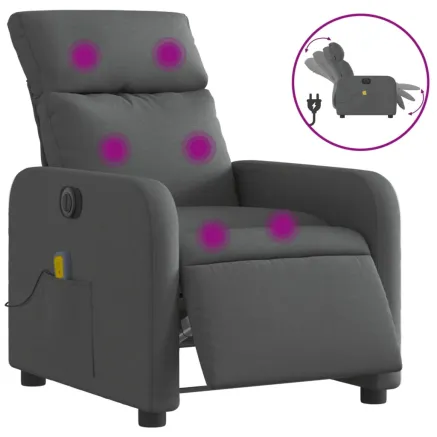 Fauteuil inclinable de massage électrique gris foncé tissu 2